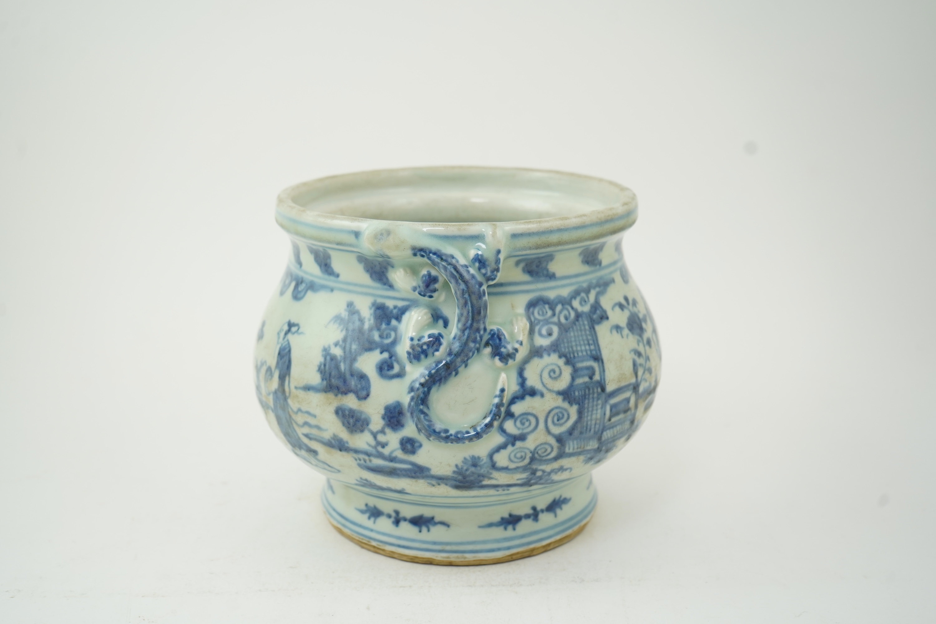 A Chinese blue and white bulbous jar, Ming-style, top 22cm diameter
